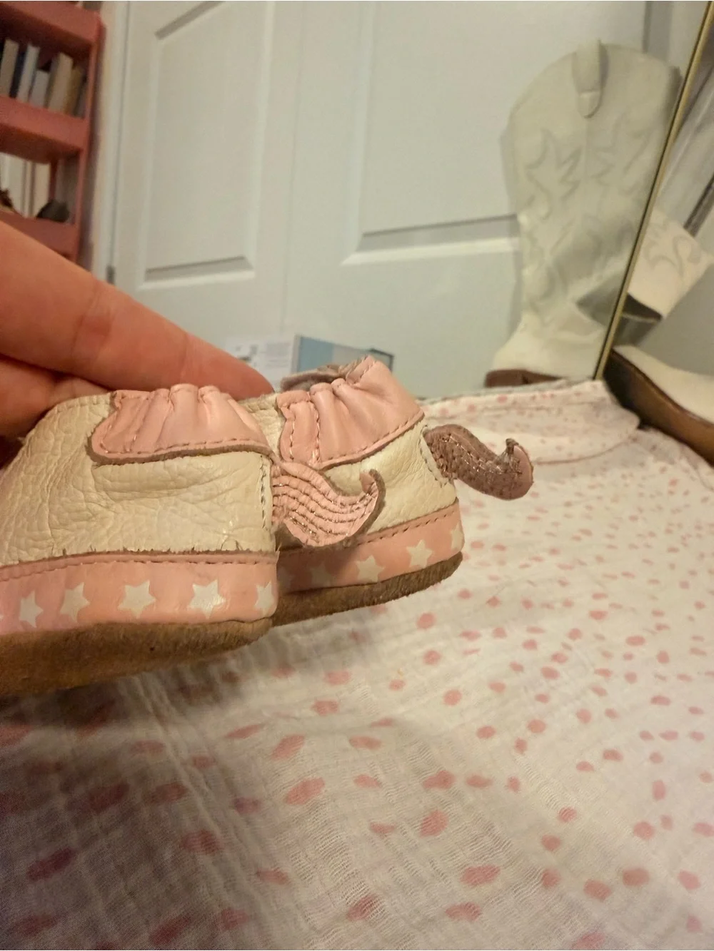 Robeez Cream and Pink Unicorn Slip-On Moccasins